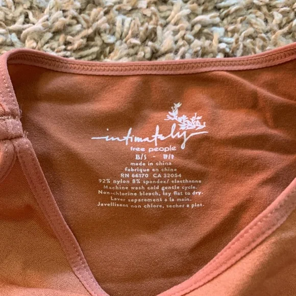 Intimately by Free People Sleeveless Cropped Orange Stretchy Tank Top XS/Small - Picture 2 of 4